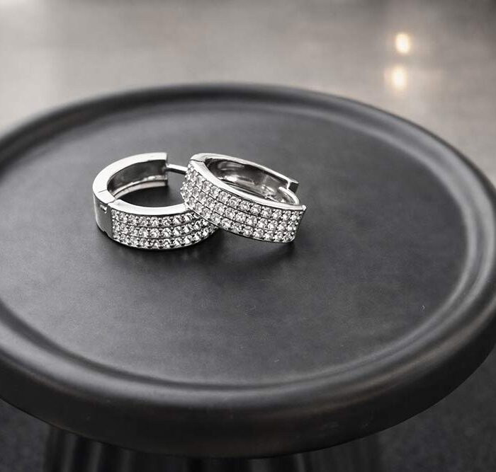 Silver-Tone Crystal Hoop Earrings
